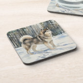 Alaskan Malamute-sieradendoos Bier Onderzetter (Linkerzijde)