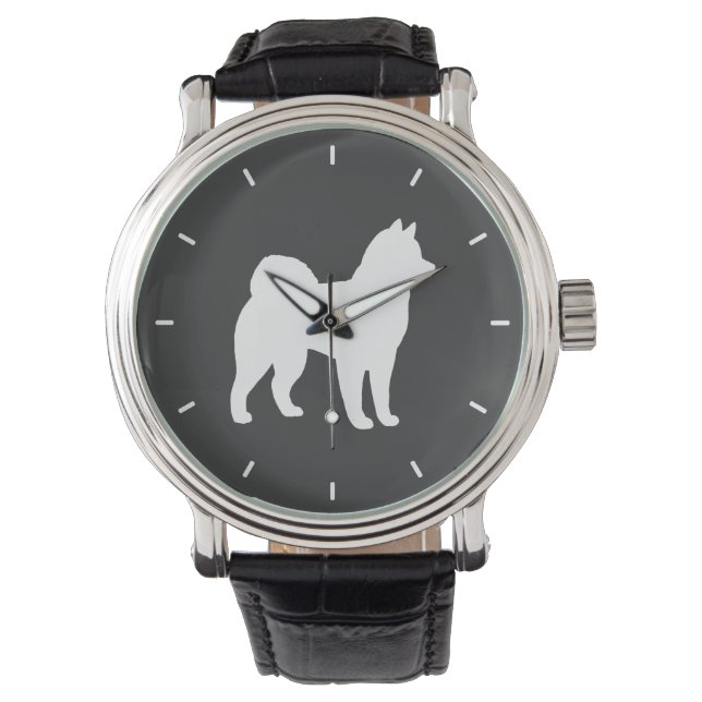 Alaskan Malamute Silhouette Horloge (Voorkant)