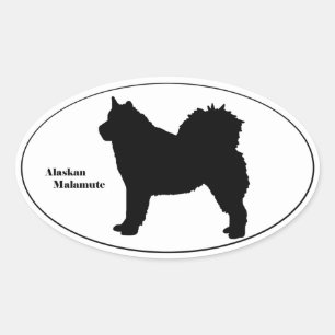 Alaskan Malamute SIlhouette Ovale Sticker