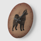 Alaskan Malamute Silhouette Rustic Grote Klok (Hoek)