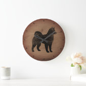 Alaskan Malamute Silhouette Rustic Grote Klok (Huis)
