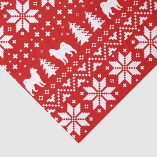 Alaskan Malamute Silhouetten Kerstpatroon Tissuepapier (Detail)