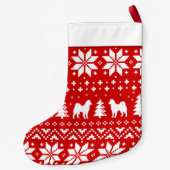 Alaskan Malamute Silhouettes Holiday Pattern Xmas Kleine Kerstsok (Achterkant)