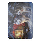 Alaskan Malamute Snowy Sleigh Ride Kerstmis Badmat (Voorkant Verticaal)