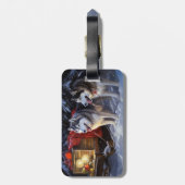 Alaskan Malamute Snowy Sleigh Ride Kerstmis Bagagelabel (Achterkant verticaal)