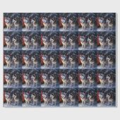 Alaskan Malamute Snowy Sleigh Ride Kerstmis Cadeaupapier (Vlak)