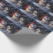 Alaskan Malamute Snowy Sleigh Ride Kerstmis Cadeaupapier (Hoek)