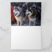 Alaskan Malamute Snowy Sleigh Ride Kerstmis Kaart (Binnen)