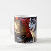 Alaskan Malamute Snowy Sleigh Ride Kerstmis Koffiemok (Voorkant links)