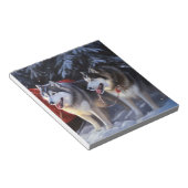 Alaskan Malamute Snowy Sleigh Ride Kerstmis Notitieblok (Schuin)