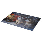 Alaskan Malamute Snowy Sleigh Ride Kerstmis Snijplank (Hoek)