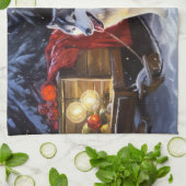 Alaskan Malamute Snowy Sleigh Ride Kerstmis Theedoek (Gevouwen)