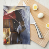 Alaskan Malamute Snowy Sleigh Ride Kerstmis Theedoek (Quarter Fold)