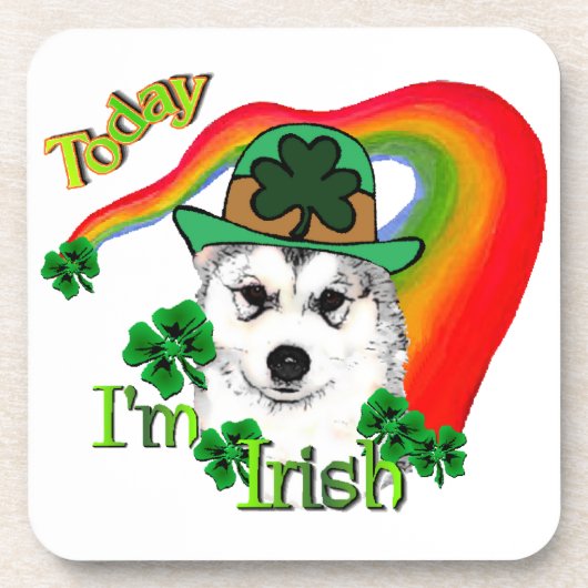 Alaskan Malamute St. Patrick's Day Drankjes Onderzetter (Voorkant)