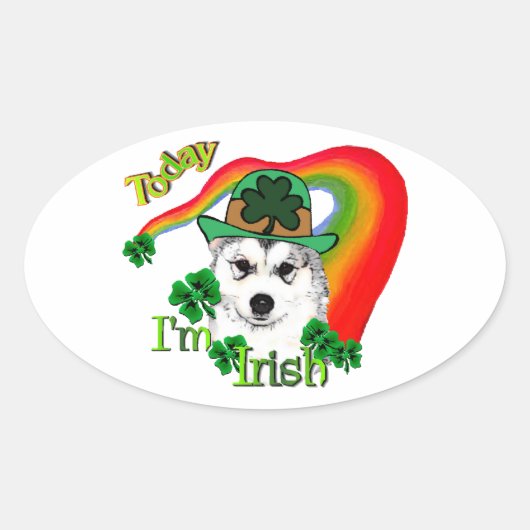 Alaskan Malamute St. Patrick's Day Ovale Sticker (Voorkant)