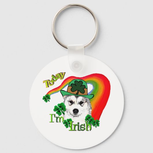 Alaskan Malamute St. Patrick's Day Sleutelhanger (Voorkant)