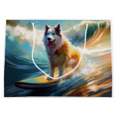 Alaskan Malamute Strand Surfen Schilderij Groot Cadeauzakje (Voorkant)