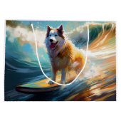 Alaskan Malamute Strand Surfen Schilderij Groot Cadeauzakje (Achterkant)