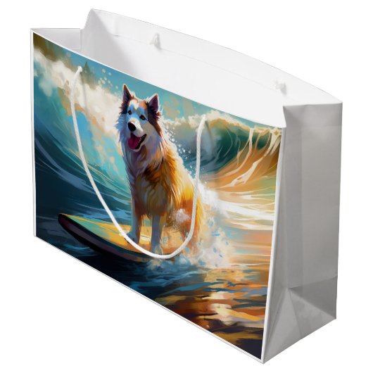 Alaskan Malamute Strand Surfen Schilderij Groot Cadeauzakje (Achterkant Gekanteld)