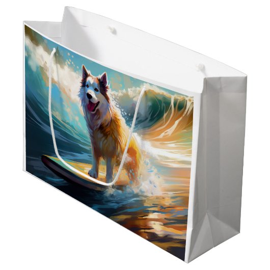 Alaskan Malamute Strand Surfen Schilderij Groot Cadeauzakje (Voorkant Gekanteld)