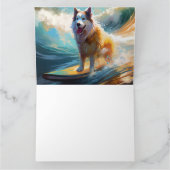 Alaskan Malamute Strand Surfen Schilderij Kaart (Binnen)