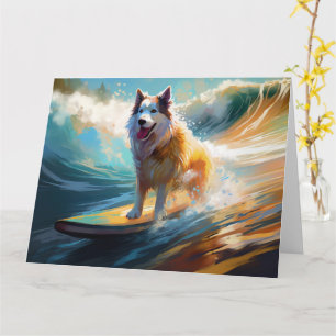 Alaskan Malamute Strand Surfen Schilderij Kaart