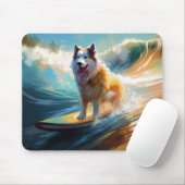 Alaskan Malamute Strand Surfen Schilderij Muismat (Met muis)