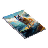 Alaskan Malamute Strand Surfen Schilderij Notitieboek (Rechterzijde)