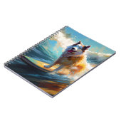 Alaskan Malamute Strand Surfen Schilderij Notitieboek (Linkerzijde)