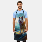 Alaskan Malamute Strand Surfen Schilderij Schort (Gedragen)