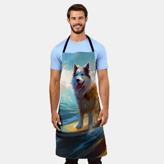 Alaskan Malamute Strand Surfen Schilderij Schort (Gedragen)