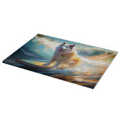 Alaskan Malamute Strand Surfen Schilderij Snijplank (Hoek)