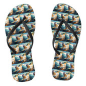 Alaskan Malamute Strand Surfen Schilderij Teenslippers (Voetbed)