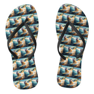 Alaskan Malamute Strand Surfen Schilderij Teenslippers