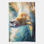 Alaskan Malamute Strand Surfen Schilderij Theedoek (Verticaal)