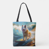 Alaskan Malamute Strand Surfen Schilderij Tote Bag (Achterkant)