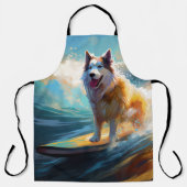 Alaskan Malamute Strand Surfing Schilderij Schort (Voorkant)