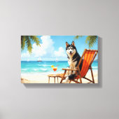 Alaskan Malamute-strandtafereel Canvas Afdruk (Voorkant)