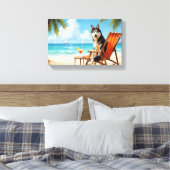 Alaskan Malamute-strandtafereel Canvas Afdruk (Insitu (Slaapkamer))