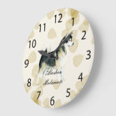 Alaskan Malamute ~ Tan Leaves Motiff Grote Klok (Hoek)