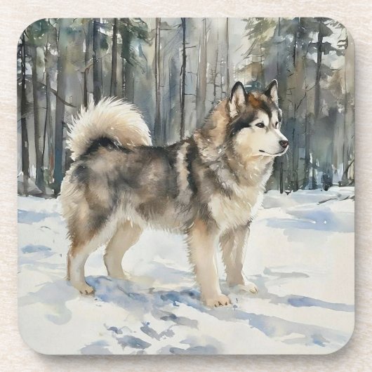Alaskan Malamute Trinket Box Bier Onderzetter (Voorkant)