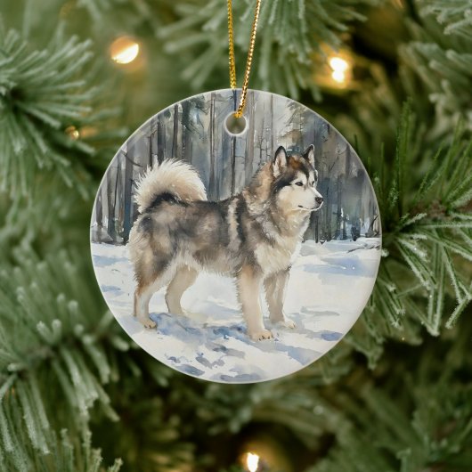 Alaskan Malamute Trinket Box Keramisch Ornament (Boom)