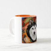 ALASKAN MALAMUTE TWEEKLEURIGE KOFFIEMOK (Voorkant links)