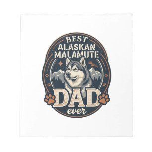 Alaskan Malamute Vader Hond Portret Bergen Badge Notitieblok