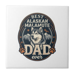 Alaskan Malamute Vader Hond Portret Bergen Badge Tegeltje
