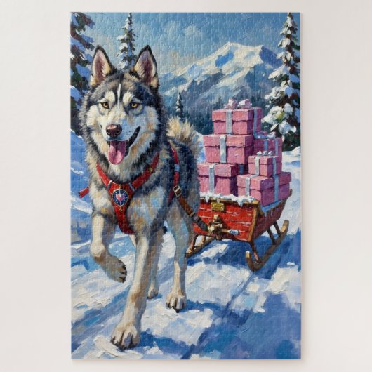 Alaskan Malamute Valentine's Day Sled Delivery Legpuzzel (Verticaal)