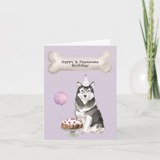Alaskan Malamute Verjaardag Feestdagen Kaart (Voorkant)