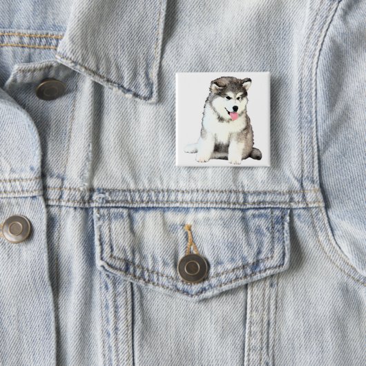 Alaskan Malamute Vierkante Button 5,1 Cm (In situ)