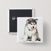 Alaskan Malamute Vierkante Button 5,1 Cm (Voorkant /achterkant)