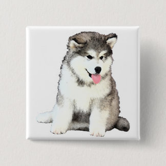 Alaskan Malamute Vierkante Button 5,1 Cm